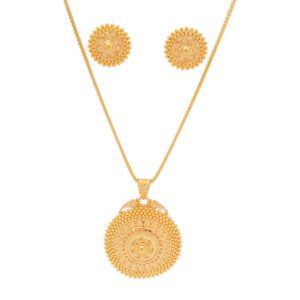 Classic Yellow Gold-Toned Pendant Set
