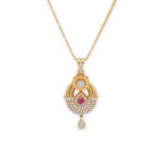 "Elegant Gold  Earring Set with Ruby and Diamond Accents"