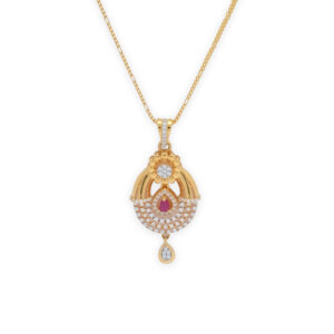 "Elegant Gold  Earring Set with Ruby and Diamond Accents"