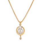 Contemporary Gold Circle Pendant Set with Sparkling CZ Detailing
