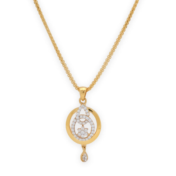 Contemporary Gold Circle Pendant Set with Sparkling CZ Detailing