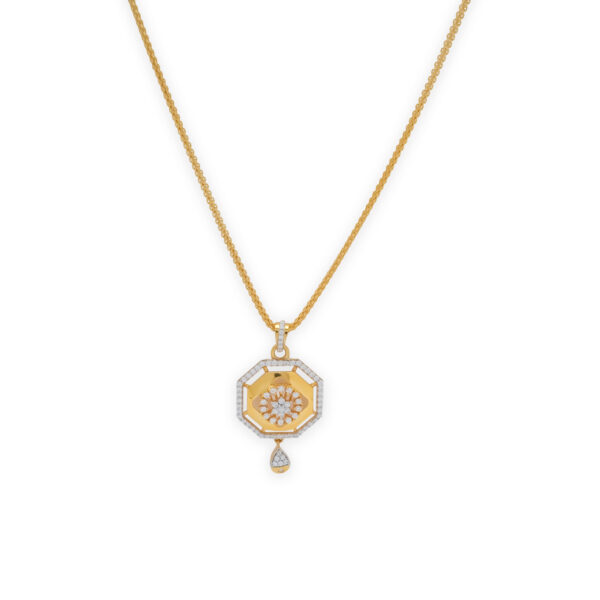 Elegant Octagonal Gold Pendant Set with Matching Earrings