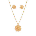 Golden Petal Charm Pendant Set