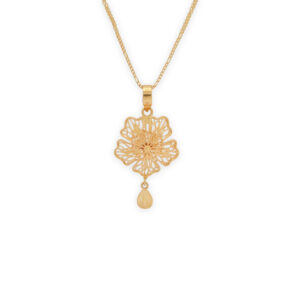 Elegant Floral Gold-Plated Necklace & Earring Set