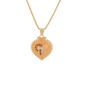 Traditional Heart-Shaped Gold-Plated Necklace & Earring Set