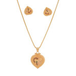 Traditional Heart-Shaped Gold-Plated Necklace & Earring Set