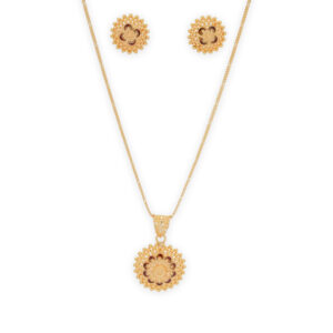 Traditional Gold-Tone Floral Pendant Set