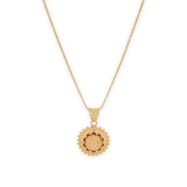 Traditional Gold-Tone Floral Pendant Set