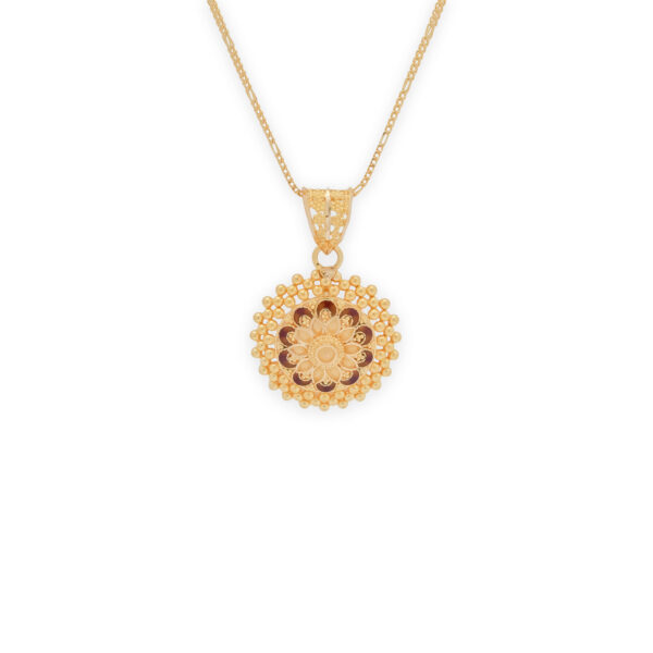 Traditional Gold-Tone Floral Pendant Set