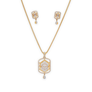 Golden Grace: Elegant Diamond Pendant Set