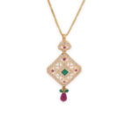 Heritage Kundan Pendant Set with Ruby & Emerald Accents