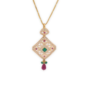 Heritage Kundan Pendant Set with Ruby & Emerald Accents