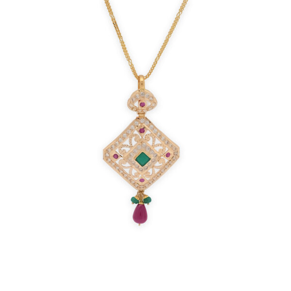 Heritage Kundan Pendant Set with Ruby & Emerald Accents
