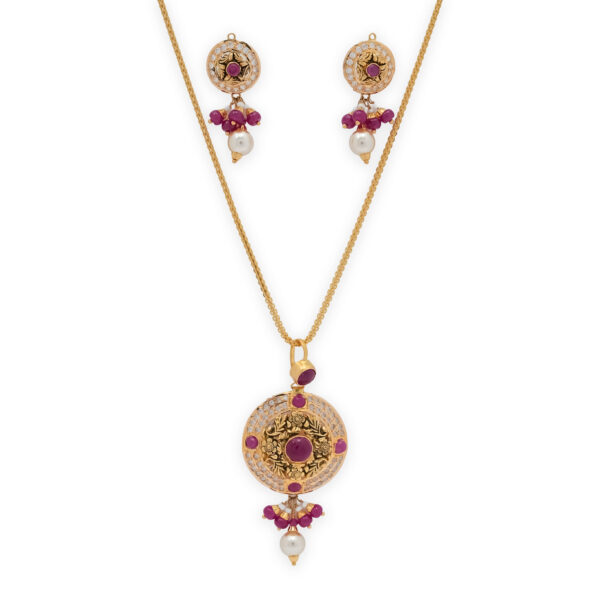 Royal Ruby Bloom Pendant Set