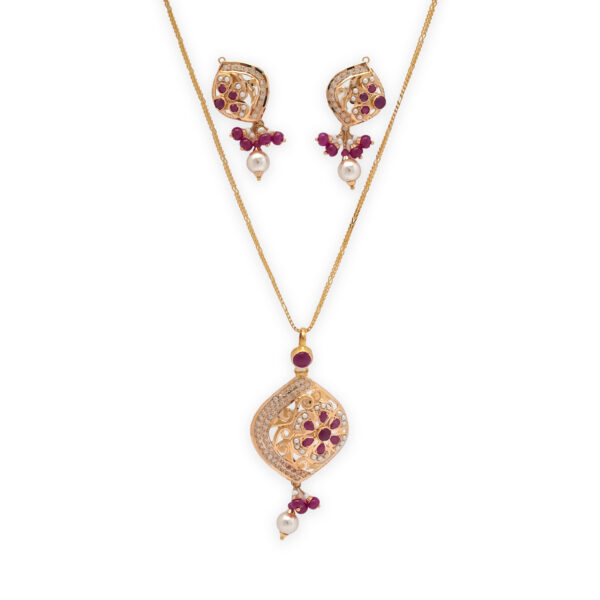 Ruby Pearl Grace Pendant Set