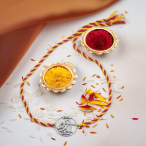 Auspicious "Shree" Rakhi with Silver-Toned Medallion
