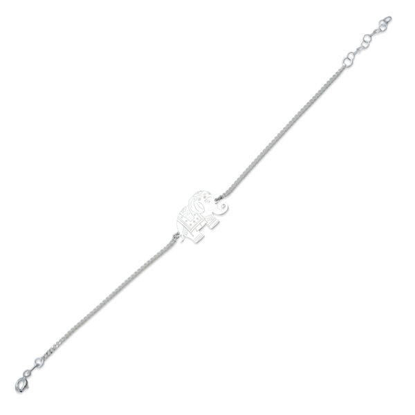 Regal Elephant Motif Silver Bracelet
