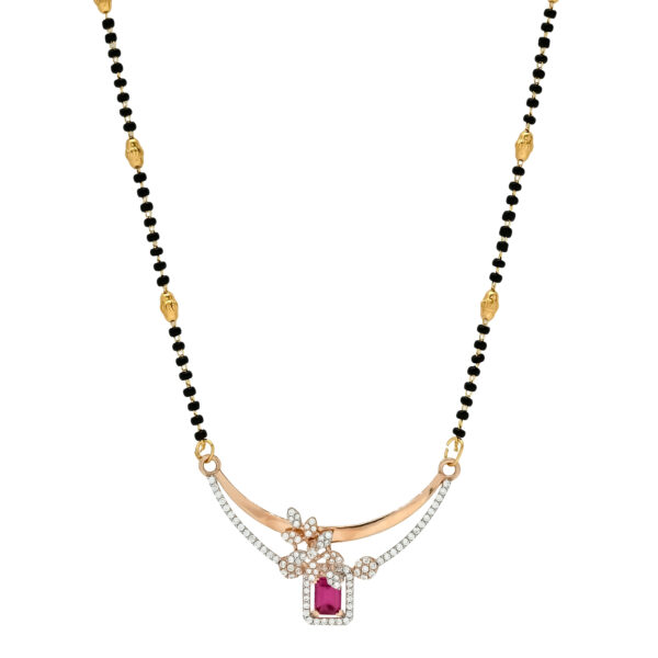 Elegant Rose Gold Mangalsutra with Ruby