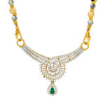 Elegant Gold Mangalsutra with Emerald Drop Pendant