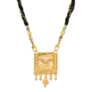 Traditional Gold  with Black Beads and Graceful Pendent