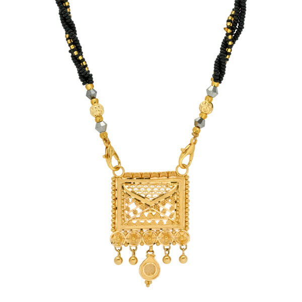 Traditional Gold  with Black Beads and Graceful Pendent