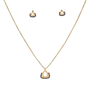 Modern Geometric Gold Pendant Set