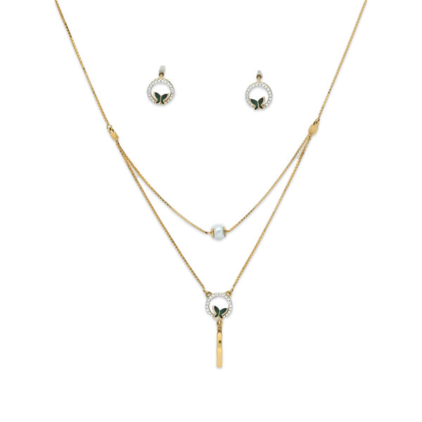 Elegant Dual-Layer Butterfly Charm Necklace Set