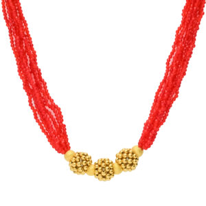 Traditional Red Beaded Gold Necklace