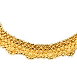 Gold Beaded Necklace with Adjustable Thread