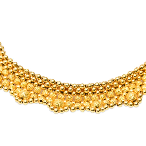 Gold Beaded Necklace with Adjustable Thread