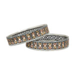 Handcrafted Oxidized Silver Bangles with Floral Motif