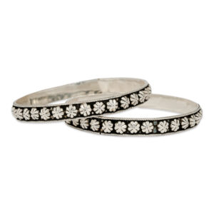Elegant Silver Floral Bangles