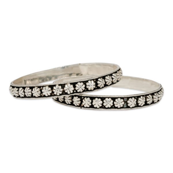 Elegant Silver Floral Bangles