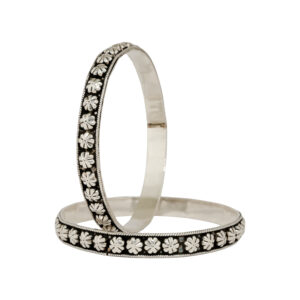 Elegant Silver Floral Bangles