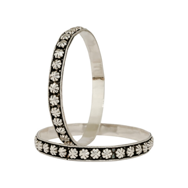 Elegant Silver Floral Bangles