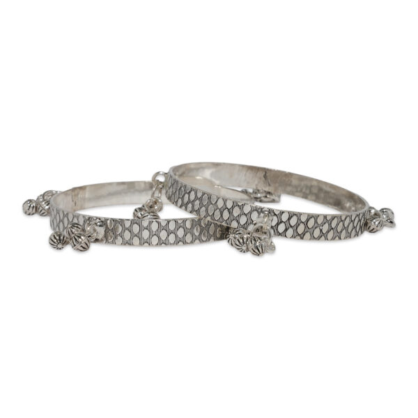 Elegant Sterling Silver Bangles with Dangling Charms