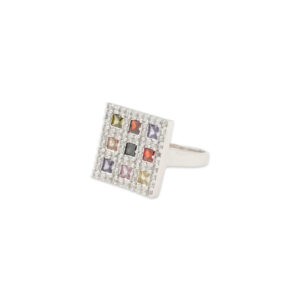 Multi-Gemstone Square Cocktail Ring