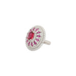 Radiant Ruby Halo Brooch