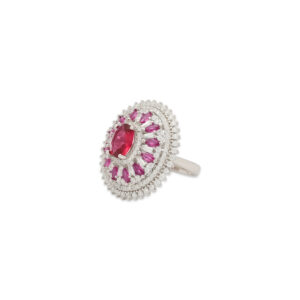 Radiant Ruby Halo Brooch