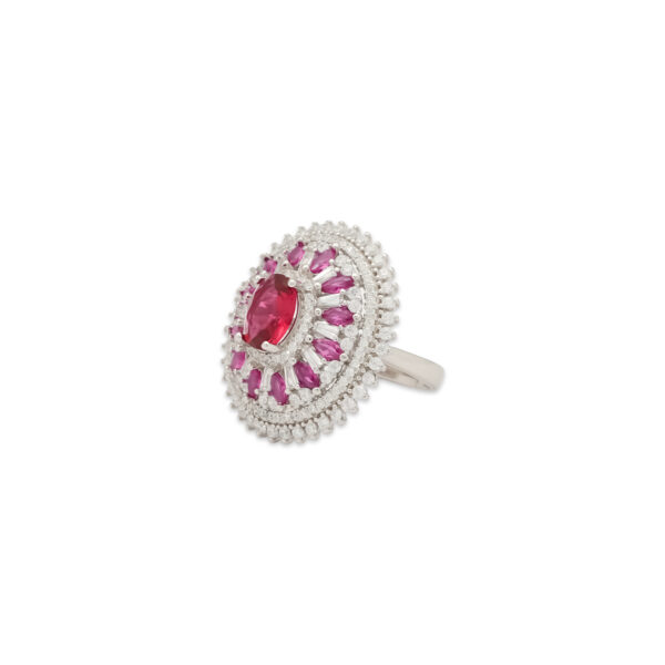 Radiant Ruby Halo Brooch