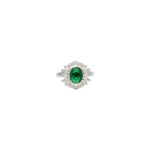 Elegant Emerald and Diamond Halo Ring