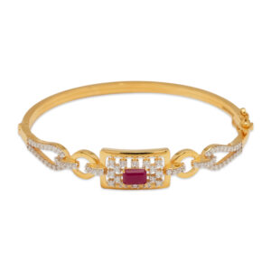 Luxury Gold Bracelet with Ruby Red Stone