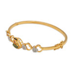 Elegant Gold-Plated Heart & Krishna Motif Bangle Bracelet