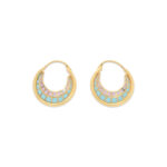 Elegant Gold Hoop Earrings with Pastel Inlay