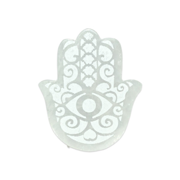 Selenite Hamsa Hand – Modern Spiritual Decor