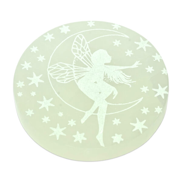 Selenite Fairy Moon Plate – Whimsical Energy Charger
