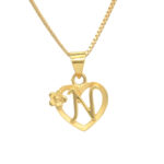 Stylish Alphabet “N” Pendant with Flower – Trendy & Elegant