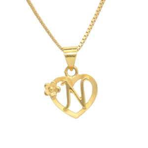 Stylish Alphabet “N” Pendant with Flower – Trendy & Elegant