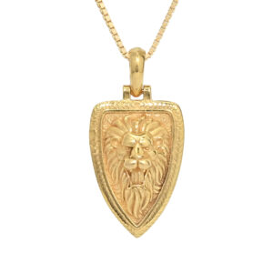 Fierce Lion Face Triangle Pendant – Bold & Unique