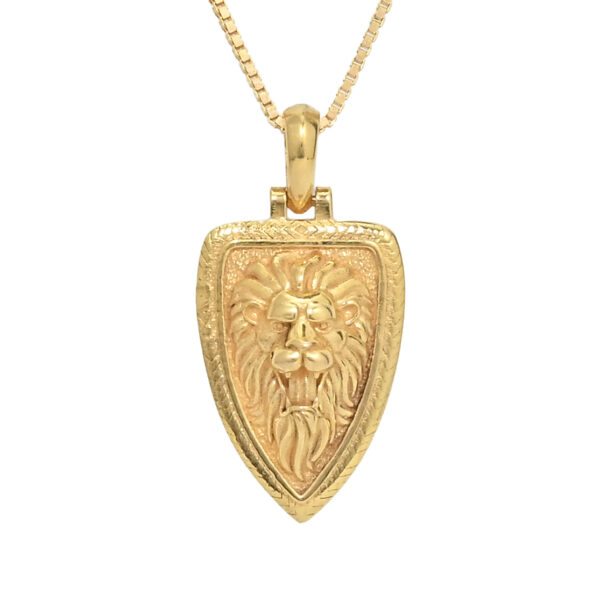 Fierce Lion Face Triangle Pendant – Bold & Unique